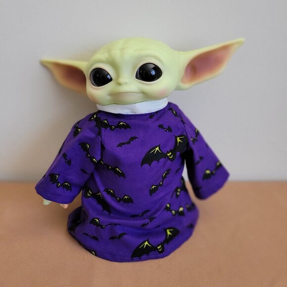 Spooky Bats 2pc Halloween Outfit/scarf set for 11" Mattel Child Grogu Yoda dolls - Picture 4 of 5